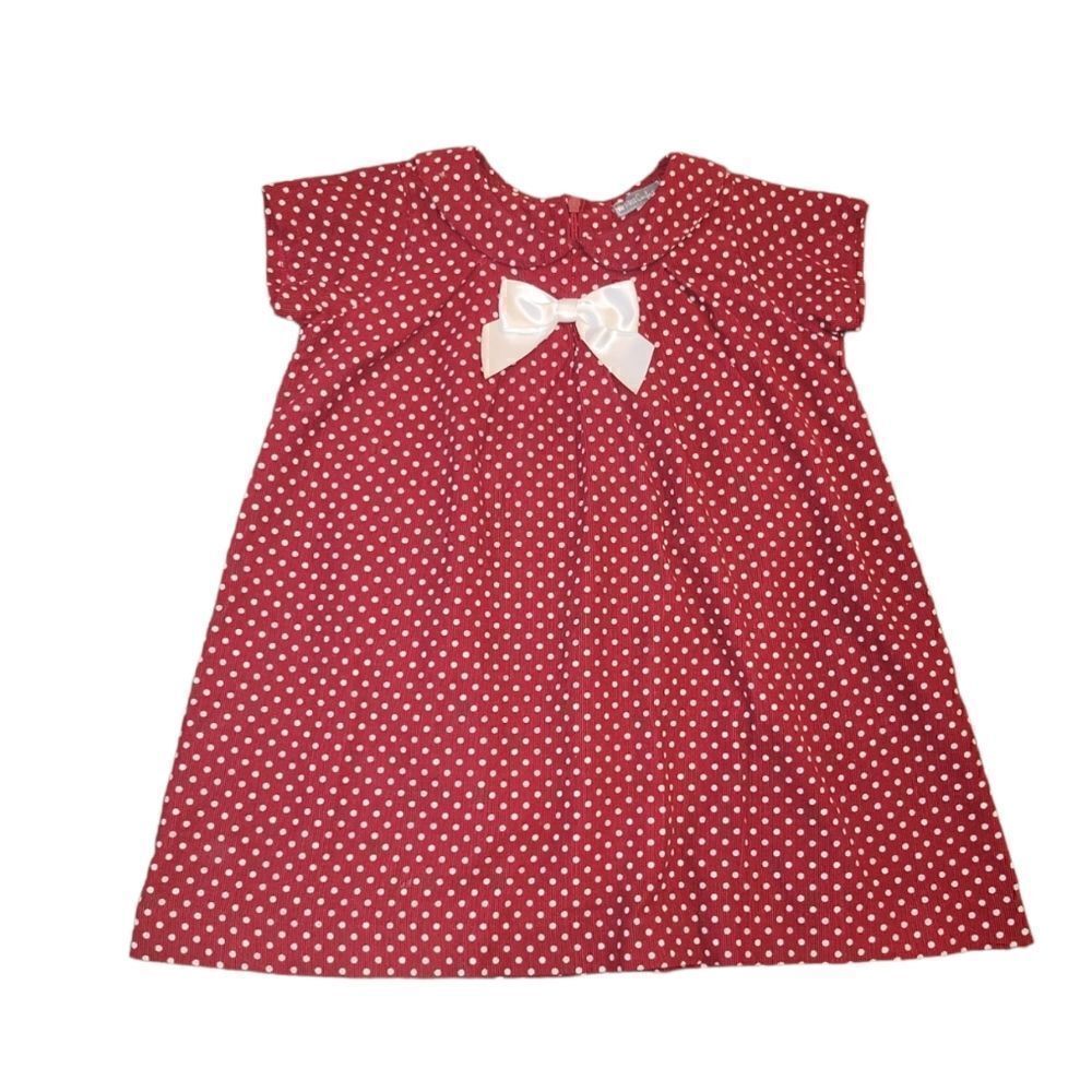 Petit Confection Red Polka-dot Holiday Christmas Valentine's Corduroy Dress 3T